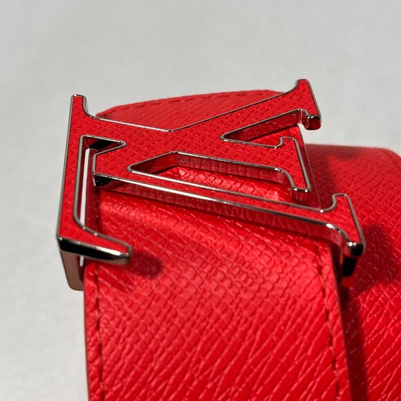 Louis Vuitton Red LV Initiales Belt Silver Buckle 40 With Box Duster Bag - Picture 4 of 16